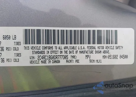 2013 Chrysler Town & Country Touring z USA, uszkodzony, nr VIN 2C4RC1BG0DR777305